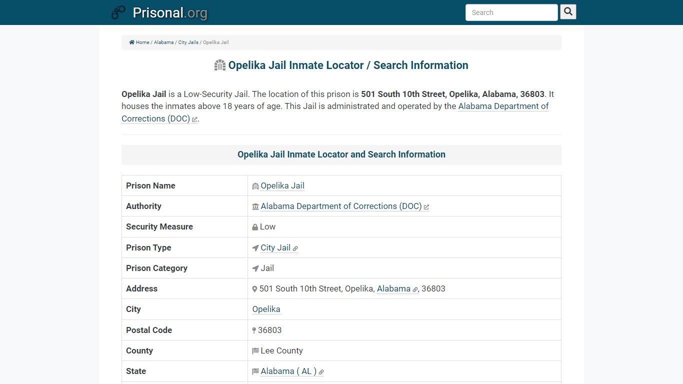 Opelika Jail-Inmate Locator/Search Info, Phone, Fax, Email, Visiting ...